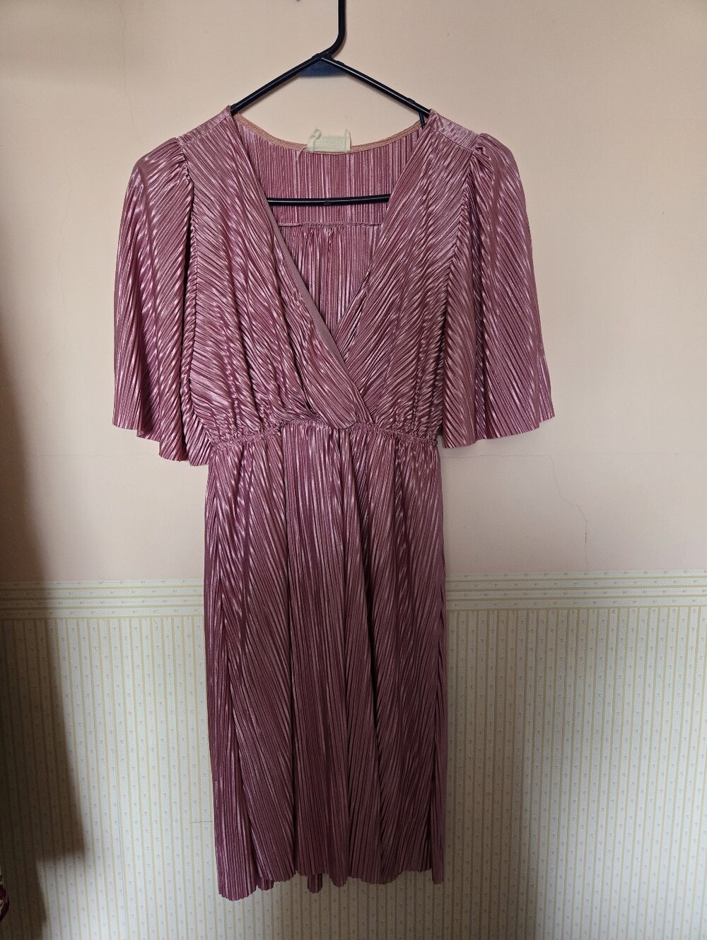Pleated V-Neck Midi Dress - bella ella dress